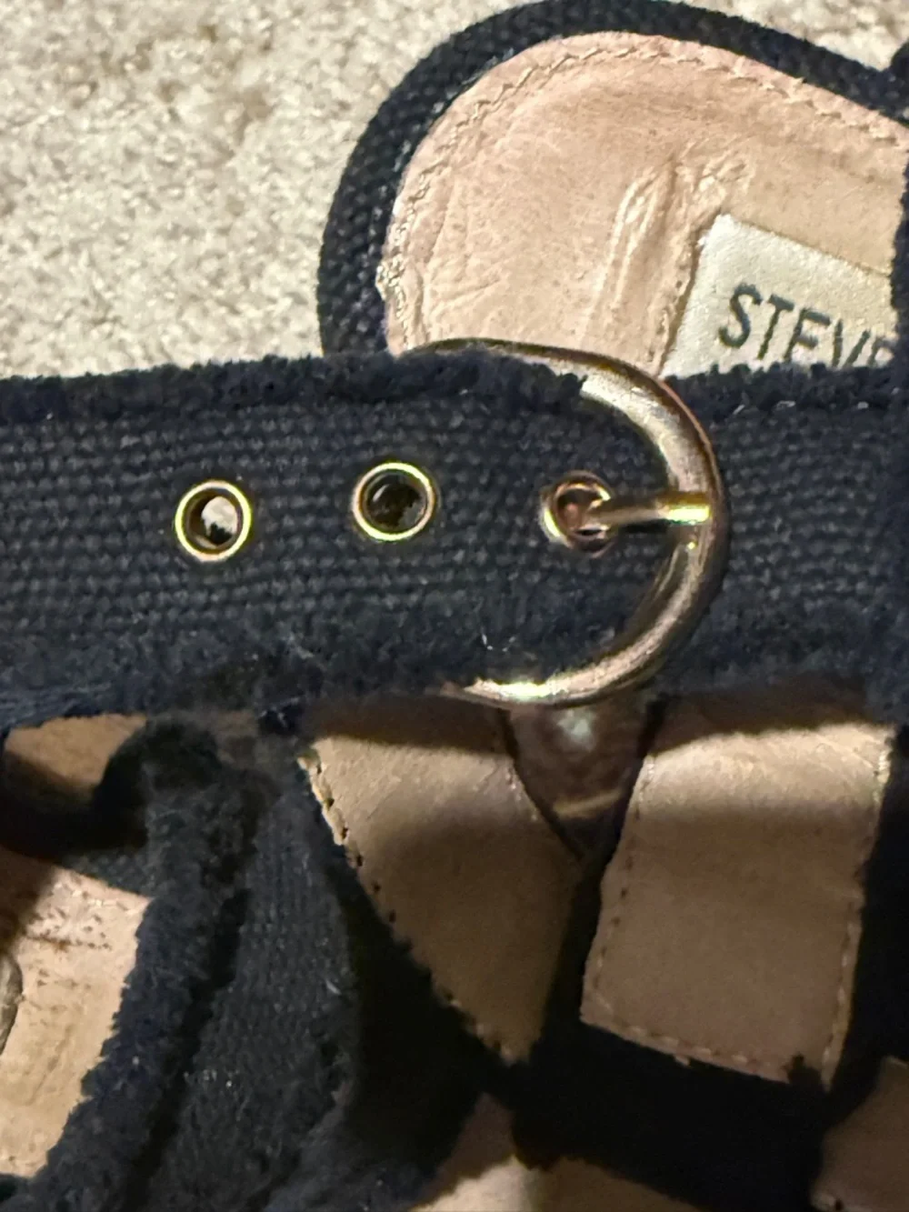 Steve Madden Black Canvas Espadrille Wedge Sandals